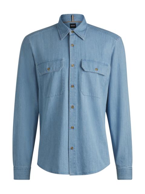 BOSS REGULAR-FIT SHIRT IN BLUE COTTON DENIM