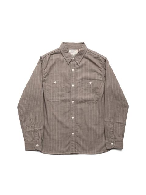 FULLCOUNT Herringbone Pencil Stripe Work Shirt - Grey