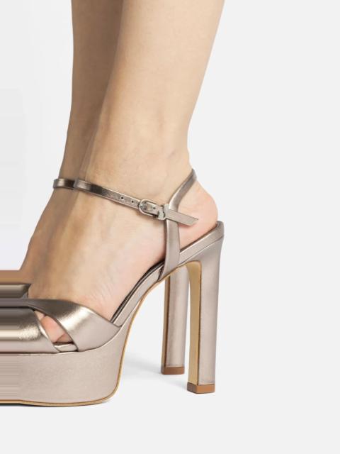 Larroudé Bianca High Platform Sandal In Dusky Gold Metallic Leather