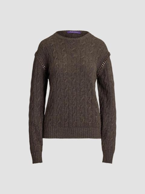 Ralph Lauren Women's Cable-Knit Cashmere Chain Sweater - Taupe Grey