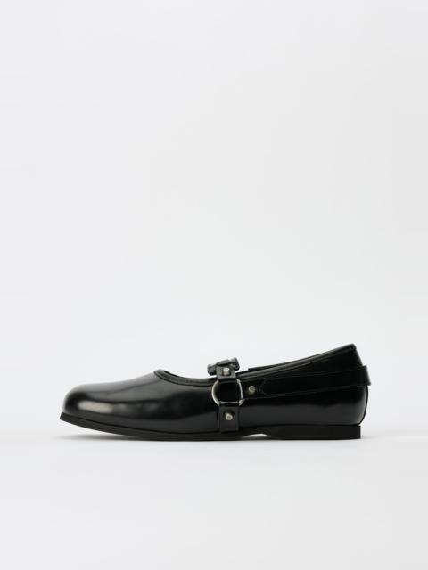 Our Legacy Mary Jane Slip In Glazed Black Leather