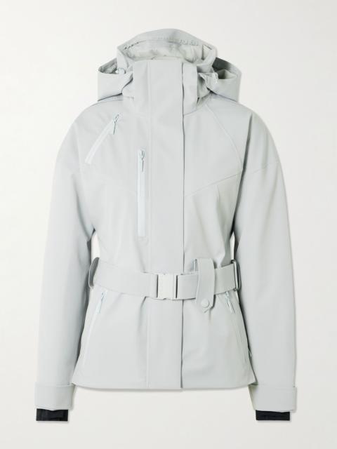 CORDOVA Cascade appliquéd belted stretch hooded ski jacket Light gray