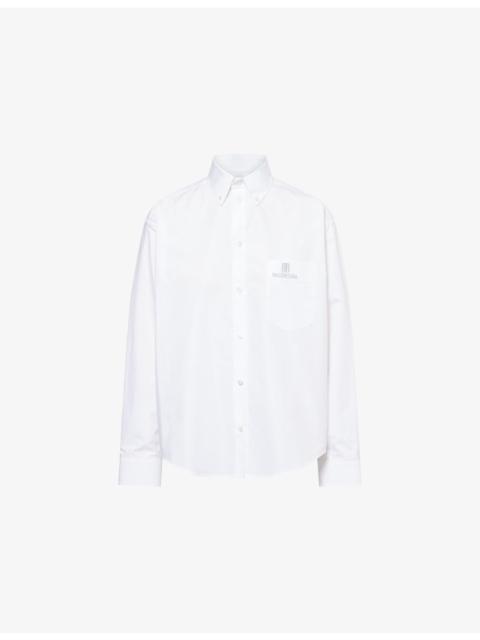 Relaxed-Fit Embroidered-Logo Cotton-Poplin Shirt