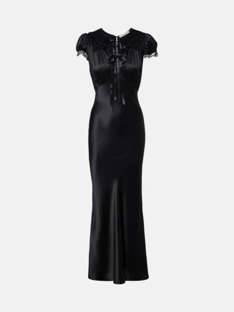 RODARTE Lace-trimmed silk satin maxi dress