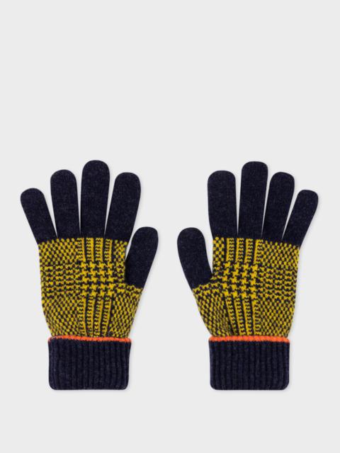 Paul Smith Yellow Lambswool 'Prince of Wales Check' Gloves