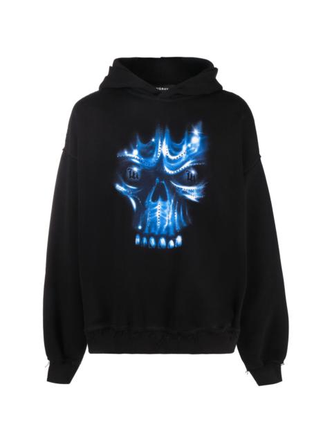 skull print drawstring hoodie