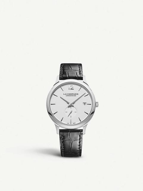 168591-3001 L.U.C XPS stainless steel and leather watch