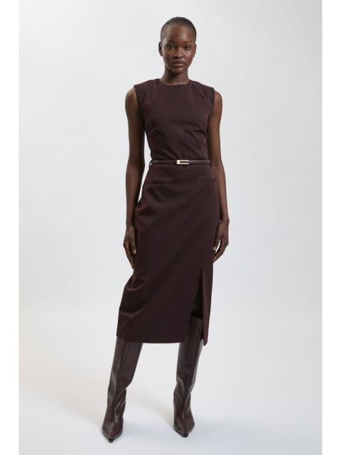 KAREN MILLEN Tailored Belted Midi Skirt Pencil Dress