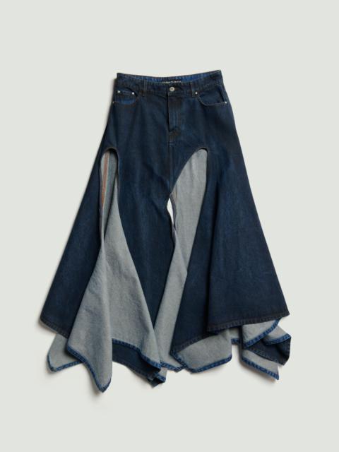 Y/Project Multi Cut Out Denim Maxi Skirt