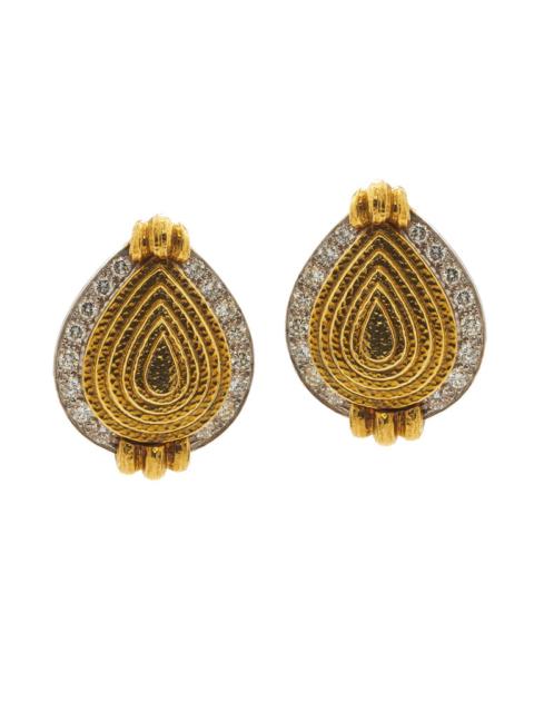 DAVID WEBB Diamond Concentric Pear Earrings