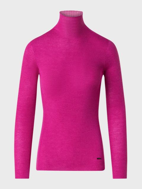AKRIS Cashmere-Blend Fine Ribbed Knit Top
