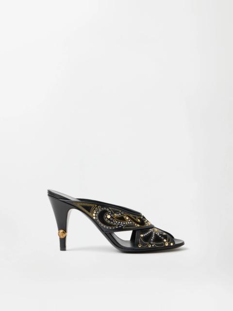 VERSACE Gianni Embroidered Leather Mules 90 mm