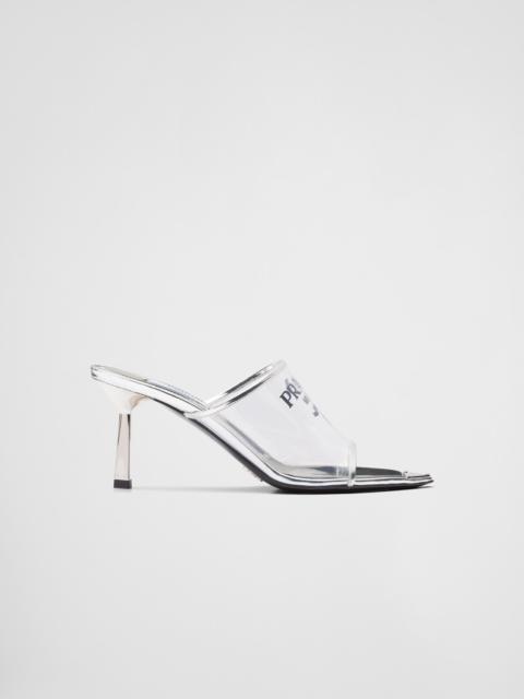 Prada Logo-print Plexiglas high-heel slides