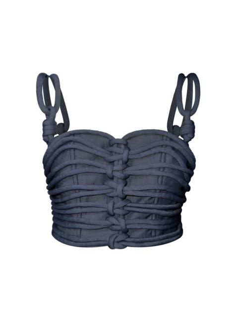 ANDRES OTALORA Redes Knotted Tencel Crop Top blue