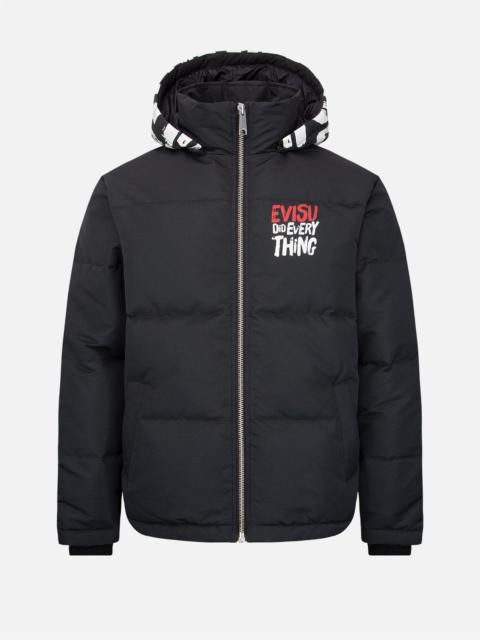 EVISU Brand Motto Print Down Jacket