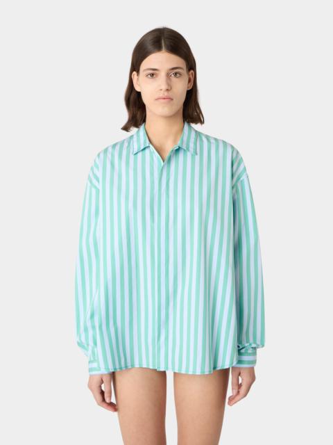 OVER SHIRT / green & azure stripes