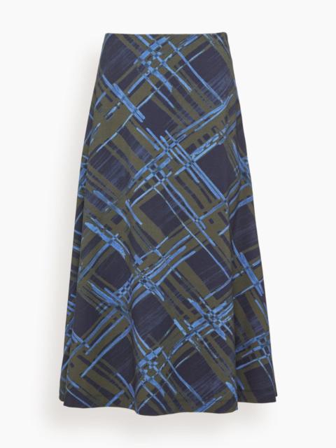 TANYA TAYLOR Thea Skirt in Maritime Blue/Army Multi