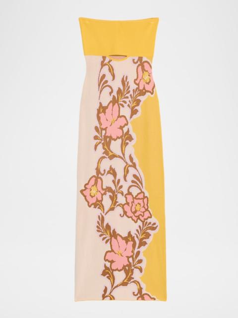MISA Fletcher Floral Knit Strapless Dress