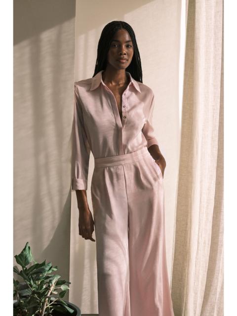 KAREN MILLEN Petite Hammered Satin Wide Leg Woven Trouser