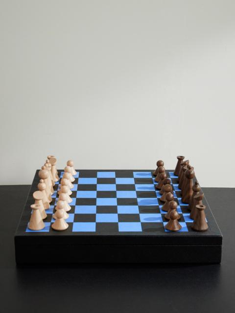 Smythson Panama Cross-Grain Leather and Wood Chess Set