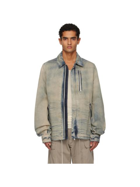Rick Owens DRKSHDW Blue Concordians Concealed Zipfront Denim Jacket