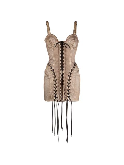 Jean Paul Gaultier x KNWLS Conical lace-up minidress