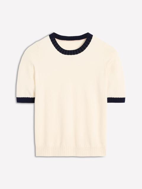 BODEN Emilia Cotton Crew T-shirt-Warm Ivory, Navy
