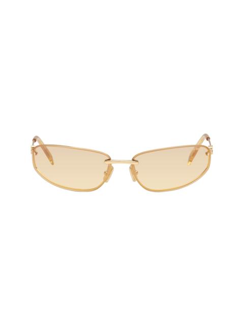 Miu Miu Gold Rimless Metal Oval Sunglasses