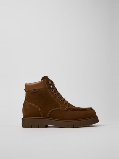 CAMPER Alaro Brown Nubuck and Leather Ankle Boots for Men.