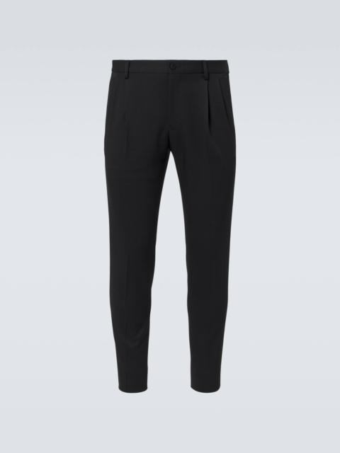 Wool-blend gabardine tuxedo pants