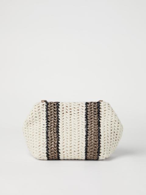 Raffia-effect knit striped bag