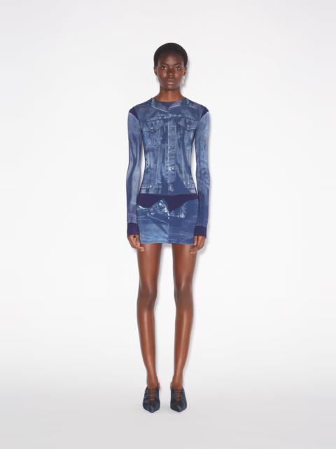 THE SHORT BLUE DENIM TROMPE L’OEIL DRESS