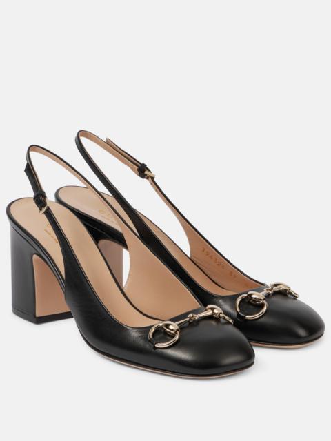 Horsebit leather slingback pumps