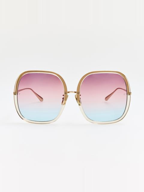 LINDA FARROW Celia Sunglasses in Truffle
