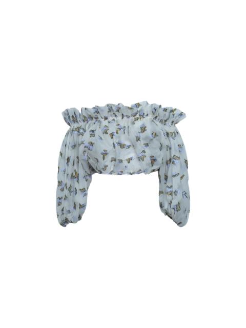 ULLA JOHNSON Ondine Off-Shoulder Organza Top