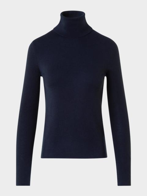 AKRIS Turtleneck Cashmere-Silk Long-Sleeve Sweater