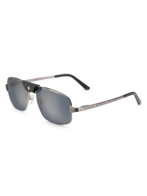 Cartier Men's Santos de 60MM Pilot Sunglasses - Grey