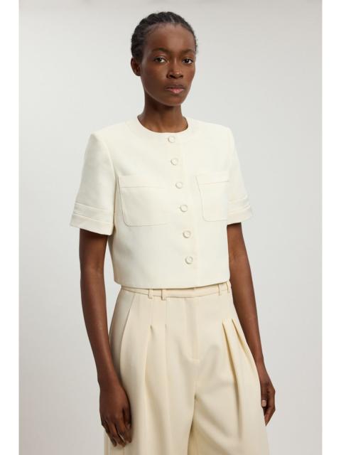 KAREN MILLEN Petite Satin Tux Short Sleeve Tailored Jacket