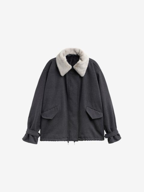 The Frankie Shop Hemavan Faux Fur Lined Jacket - Dark Grey