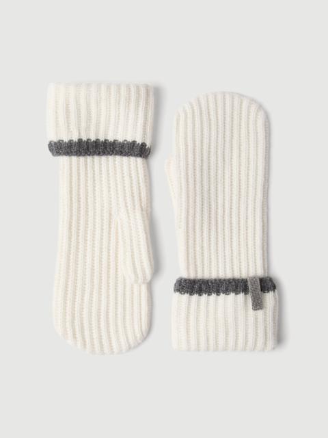 Brunello Cucinelli Cashmere 영어 rib 니트 mittens 와 monili