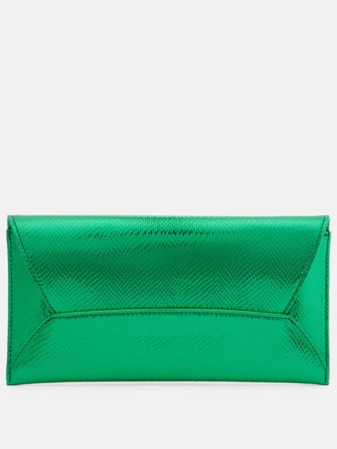 AQUAZZURA Envelope Small metallic leather clutch
