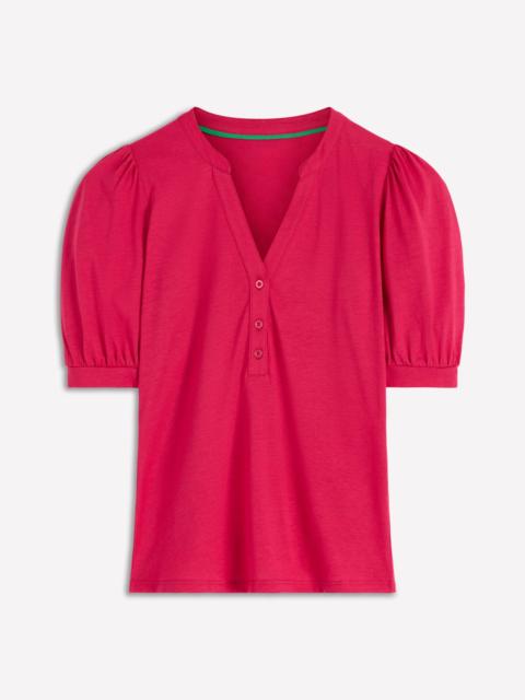 BODEN Supersoft Short Sleeve Henley-Pomegranate
