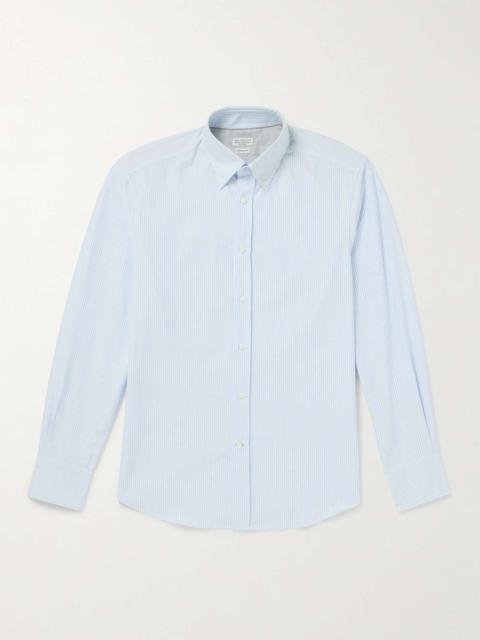 Brunello Cucinelli Button-Down Collar Striped Cotton Oxford Shirt