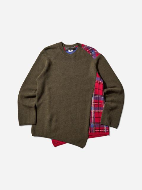 Comme des Garçons Homme Plus Men's Asymmetric Paneled Sweater Khaki / Red