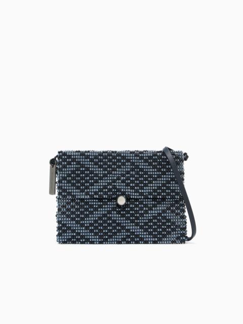 GIORGIO ARMANI BEADED CROSS BODY BAG WITH LEATHER DETAILS