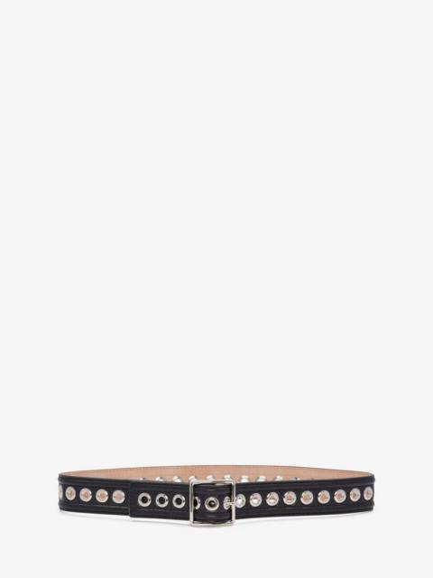 Alexander McQueen Women's Eyelet Medium Waist Belt in Black