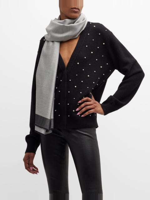 Givenchy Charcoal Jacquard Logo Silk-Wool Shawl