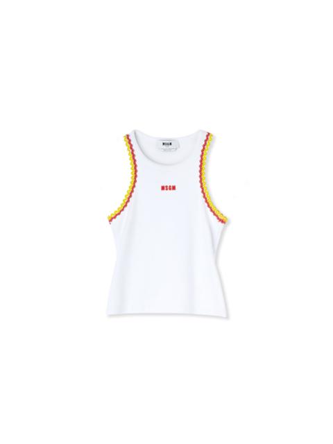MSGM Ribbed jersey tank top with applications and embroidered logo
