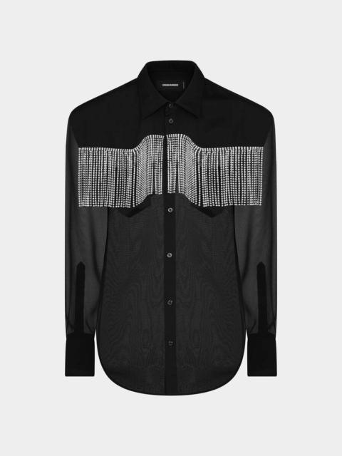 DSQUARED2 CRYSTAL FIRNGED WESTERN SHIRT