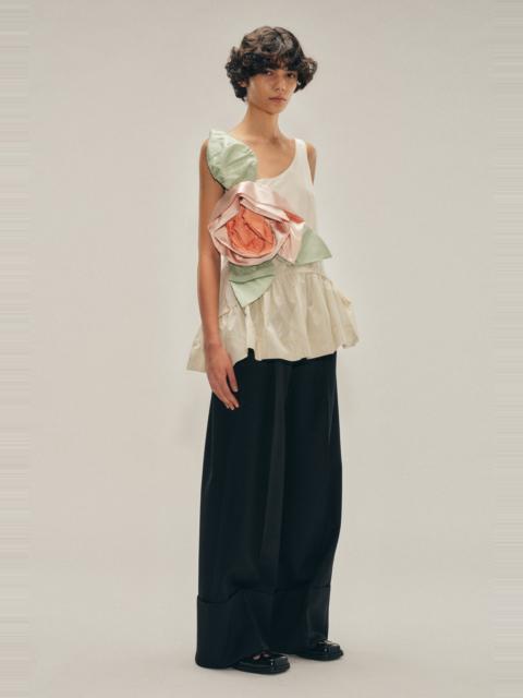 Simone Rocha Pressed Rosette Tilted Neck Peplum Top